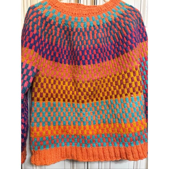 Custom Made Women's Mosaic Striped Knit Pullover Sweater Multicolor Size Small - Picture 5 of 6